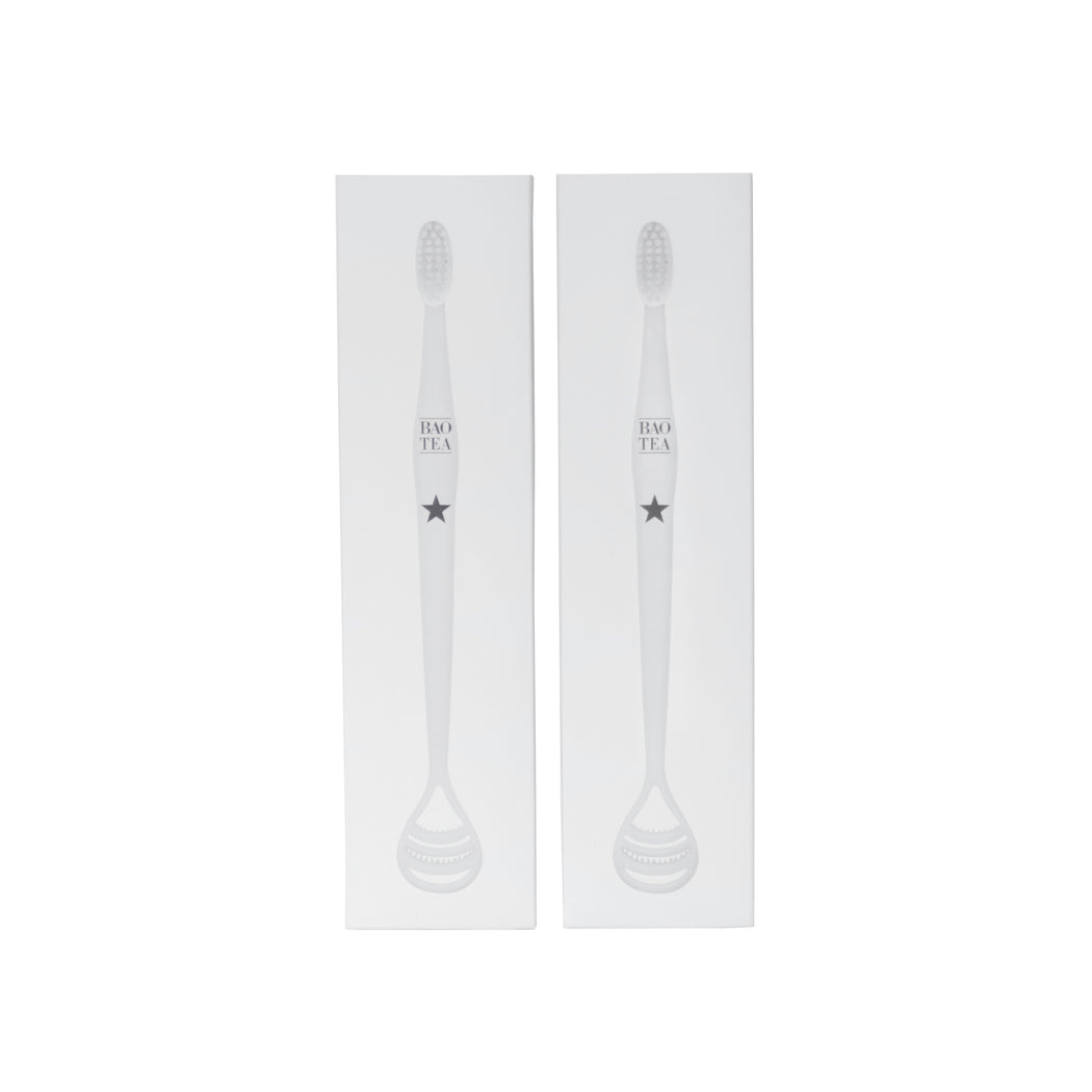 Combination Bundle of 2 All-in-one Toothbrush & Tongue Cleaner with 2 Universal Manual Toothbrush Holders