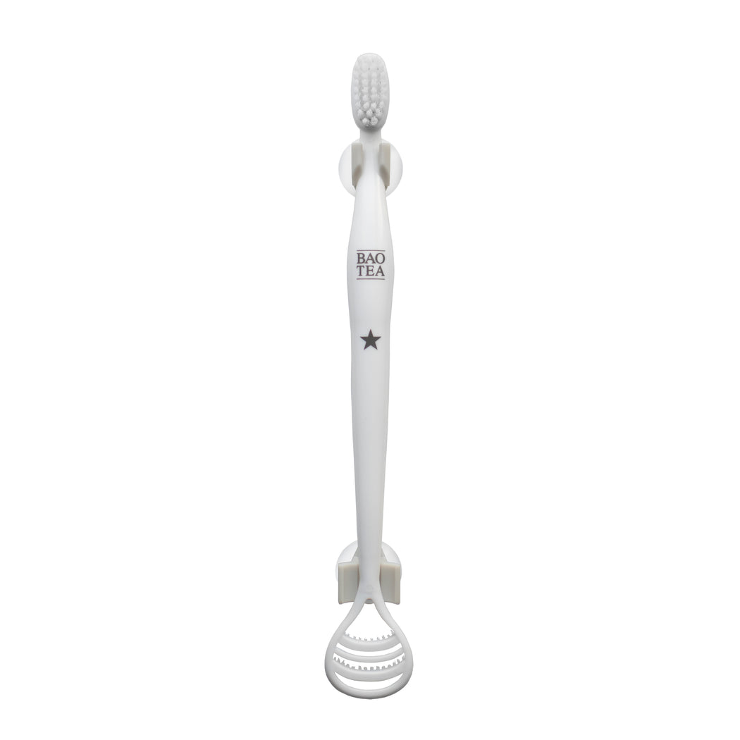 Combination All-in-one Toothbrush & Tongue Cleaner with Universal Manual Toothbrush Holder